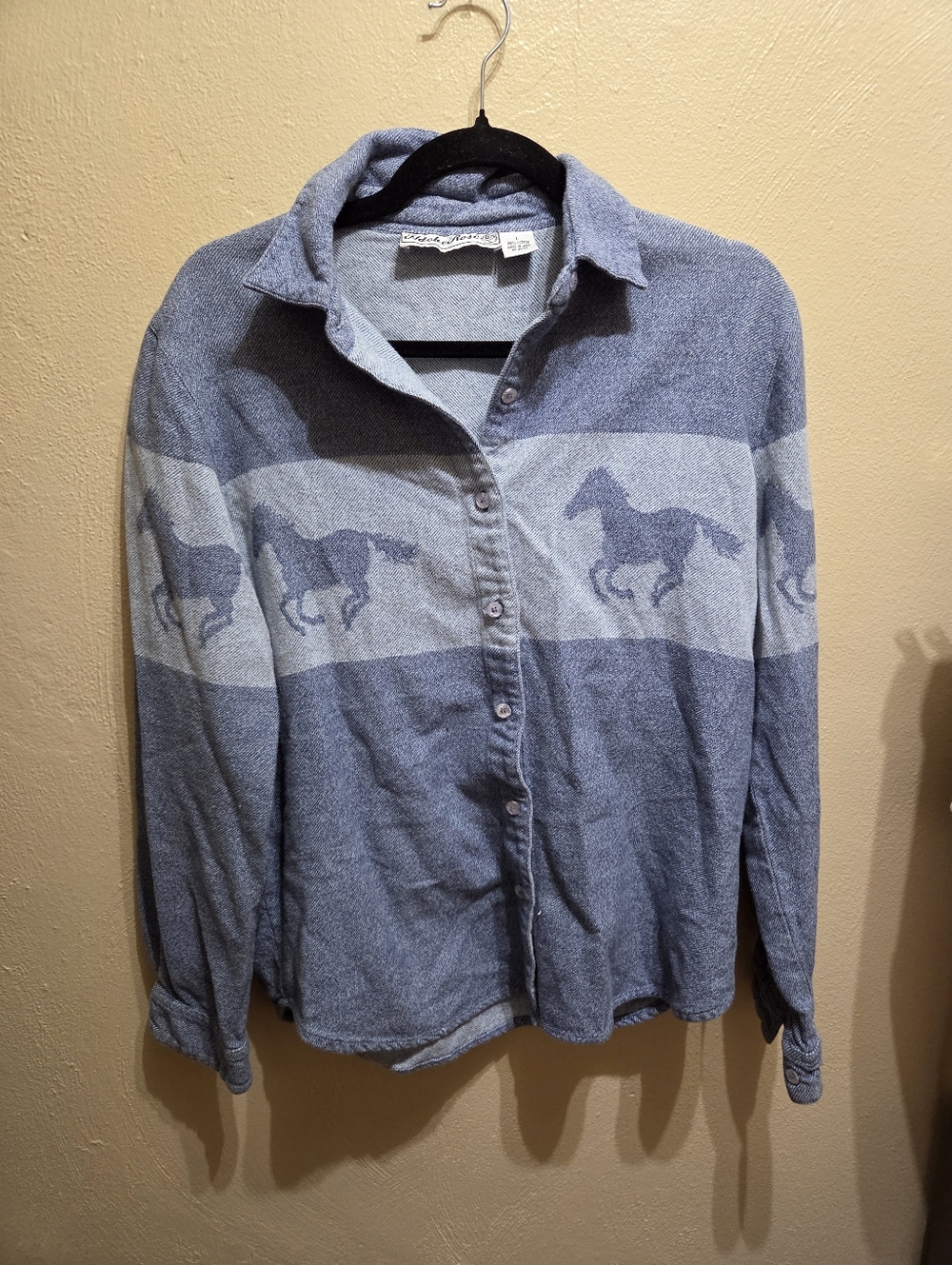 Vintage 90s Adobe Rose Western Horse Buttondown Size Large
